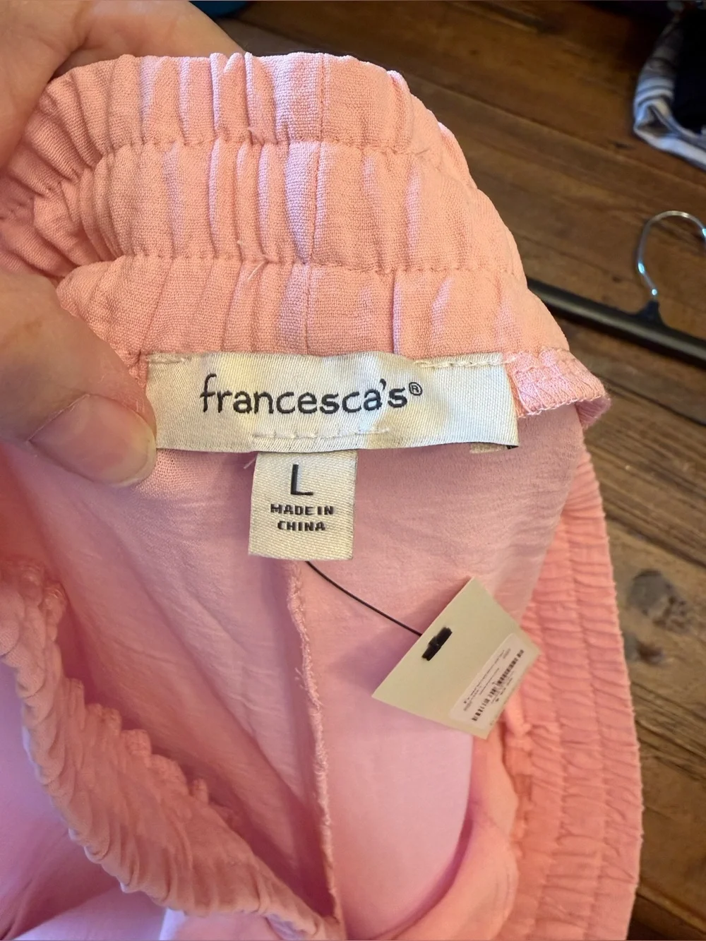 P96 - Francesca's Collections Light Pink Drawstring Wide Leg Pants